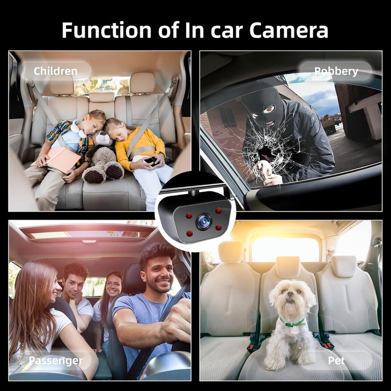 Gloryes 12" Rear View Mirror Camera,4 Channel Mirror Dash Cam Front and Rear Inside,Backup Camera for Cars,5.8GHz WiFi 360 Smart Rearview Camera,APP,GPS,Night Vision Backup Camera, Free 128GB SD Card - Image 4